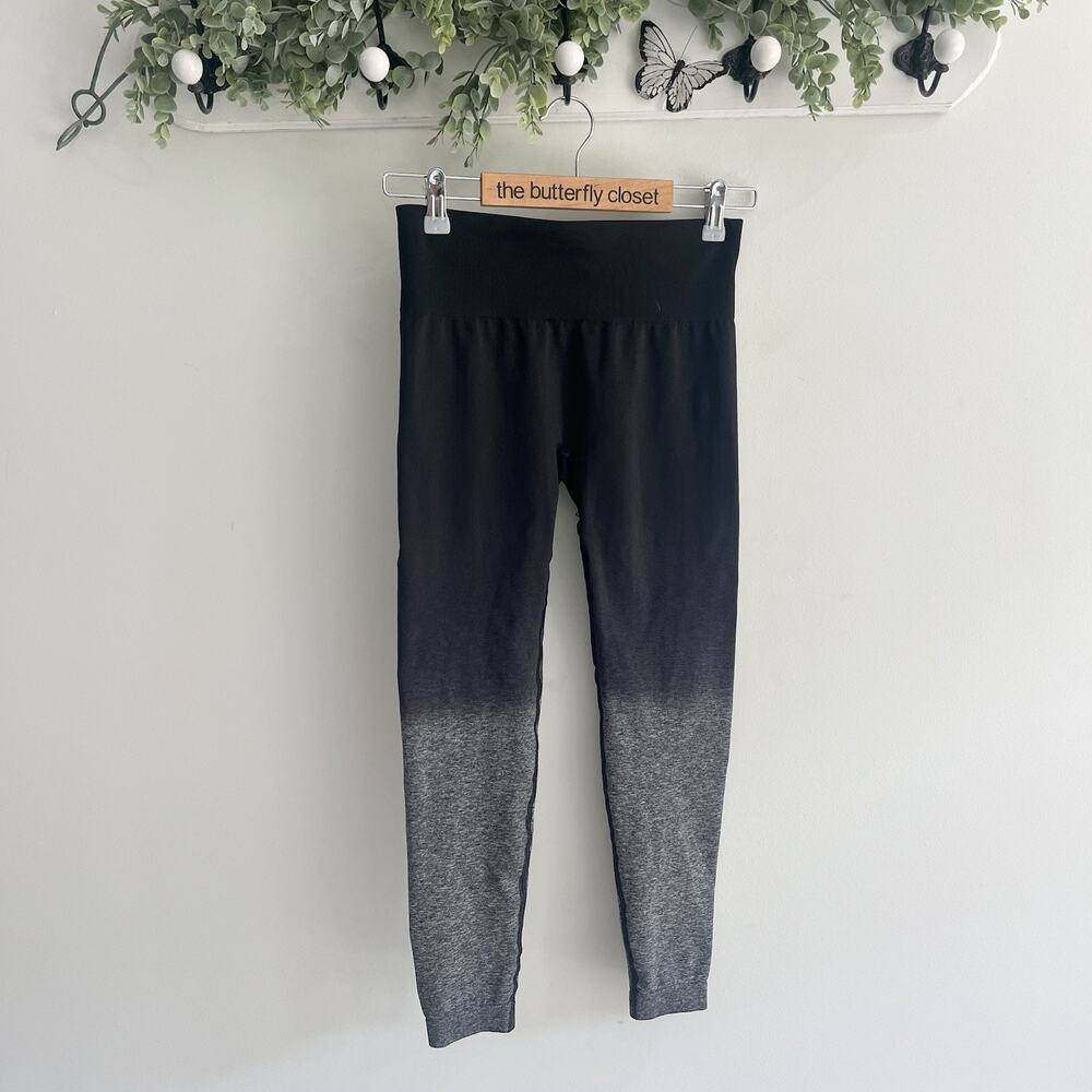 Gymshark Women's Adapt Seamless Leggings Black Gray Dip Dye Size XS L80022